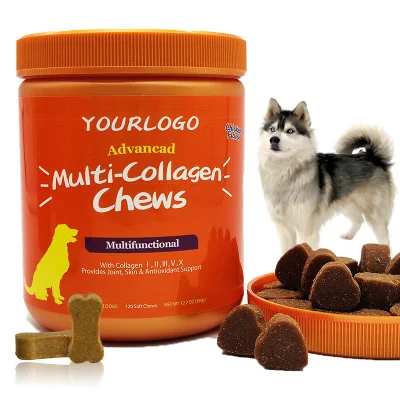 Suplementos vitamínicos de nutrición para mascotas naturales de colágeno múltiple de alta calidad para perros